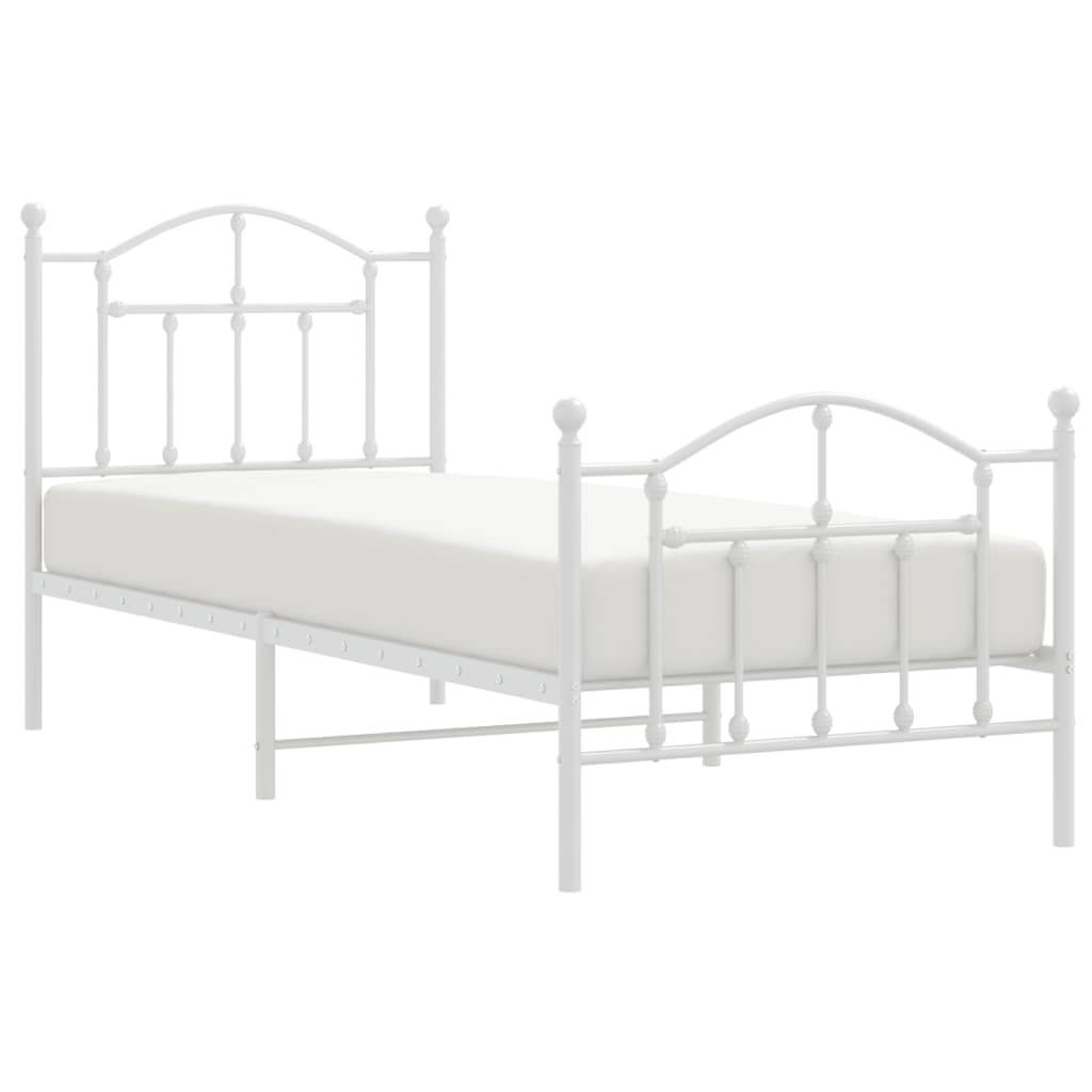 vidaXL Bettgestell mit Kopf- und Fußteil Metall Weiß 80x200 cm