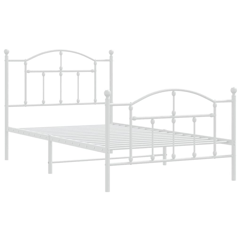 vidaXL Bettgestell mit Kopf- und Fußteil Metall Weiß 100x190 cm