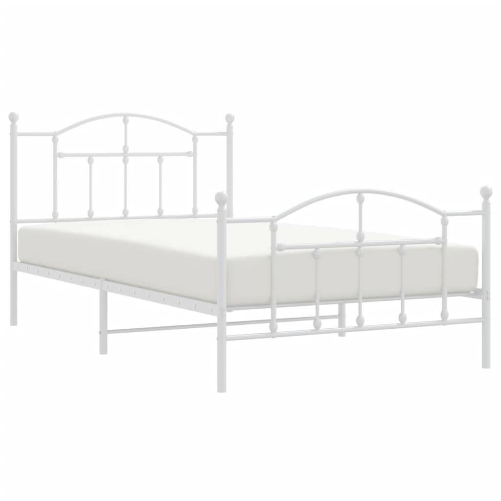 vidaXL Bettgestell mit Kopf- und Fußteil Metall Weiß 107x203 cm