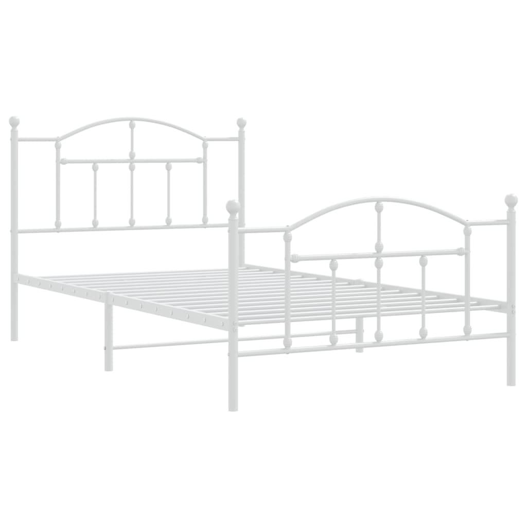 vidaXL Bettgestell mit Kopf- und Fußteil Metall Weiß 107x203 cm