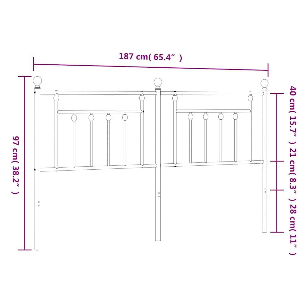 vidaXL Kopfteil Metall Schwarz 180 cm