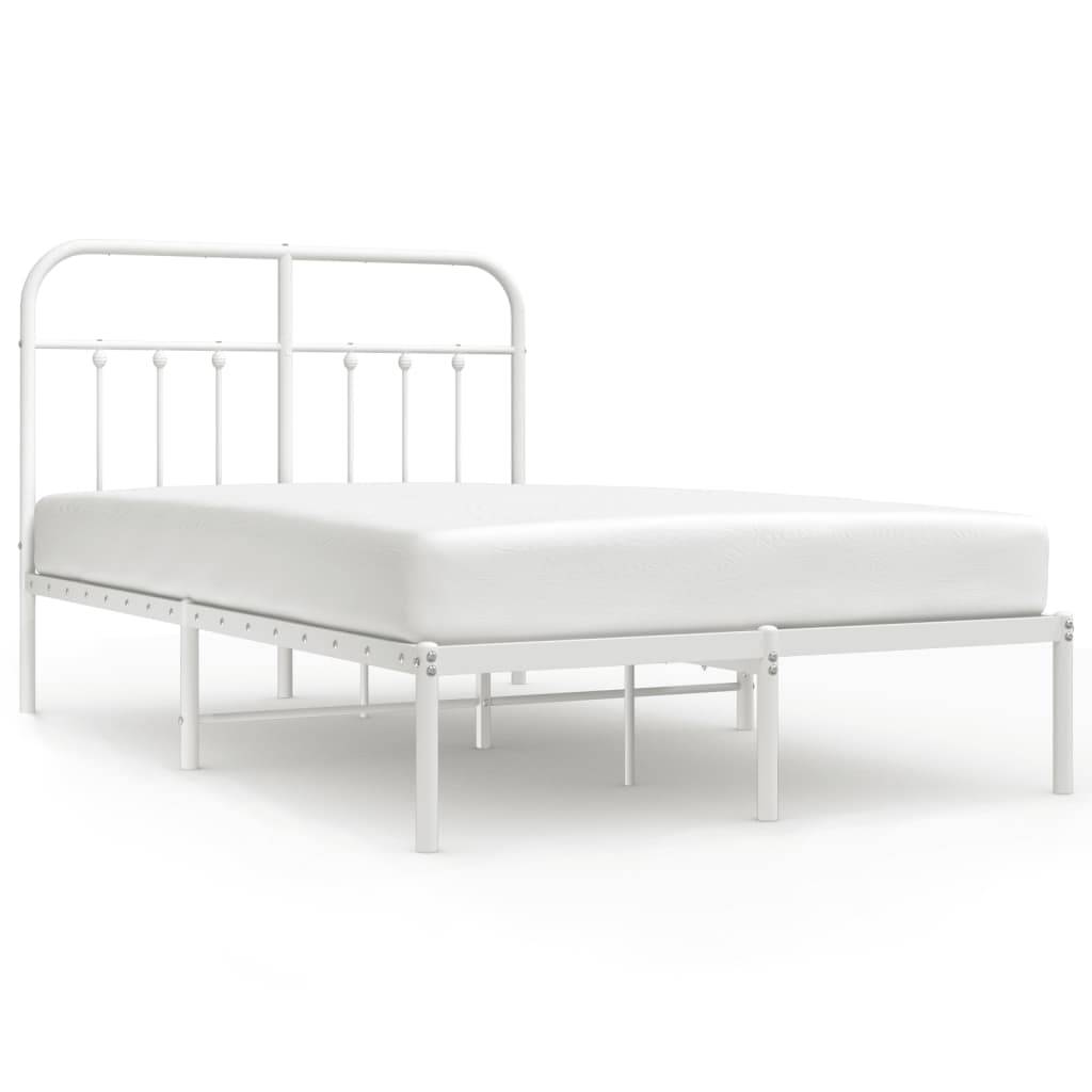 vidaXL Bettgestell mit Kopfteil Metall Weiß 120x190 cm