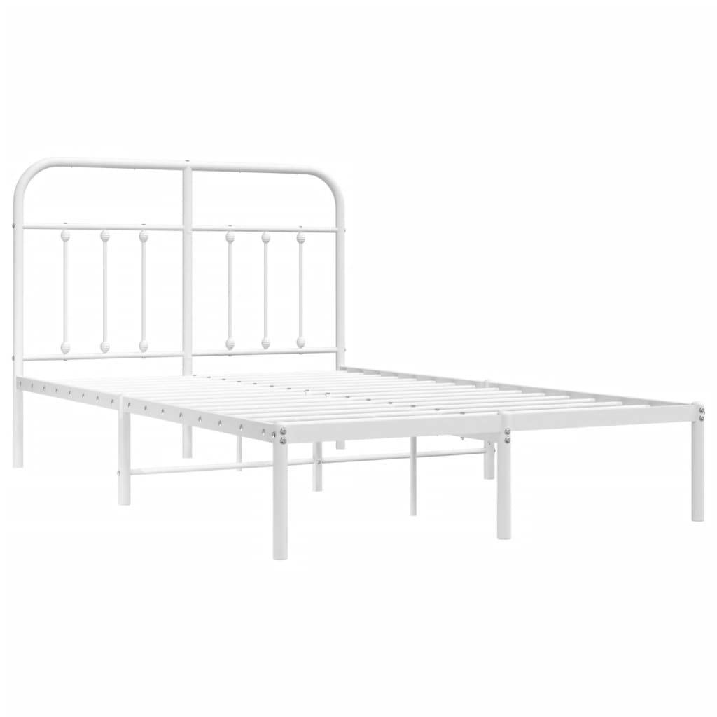vidaXL Bettgestell mit Kopfteil Metall Weiß 120x190 cm