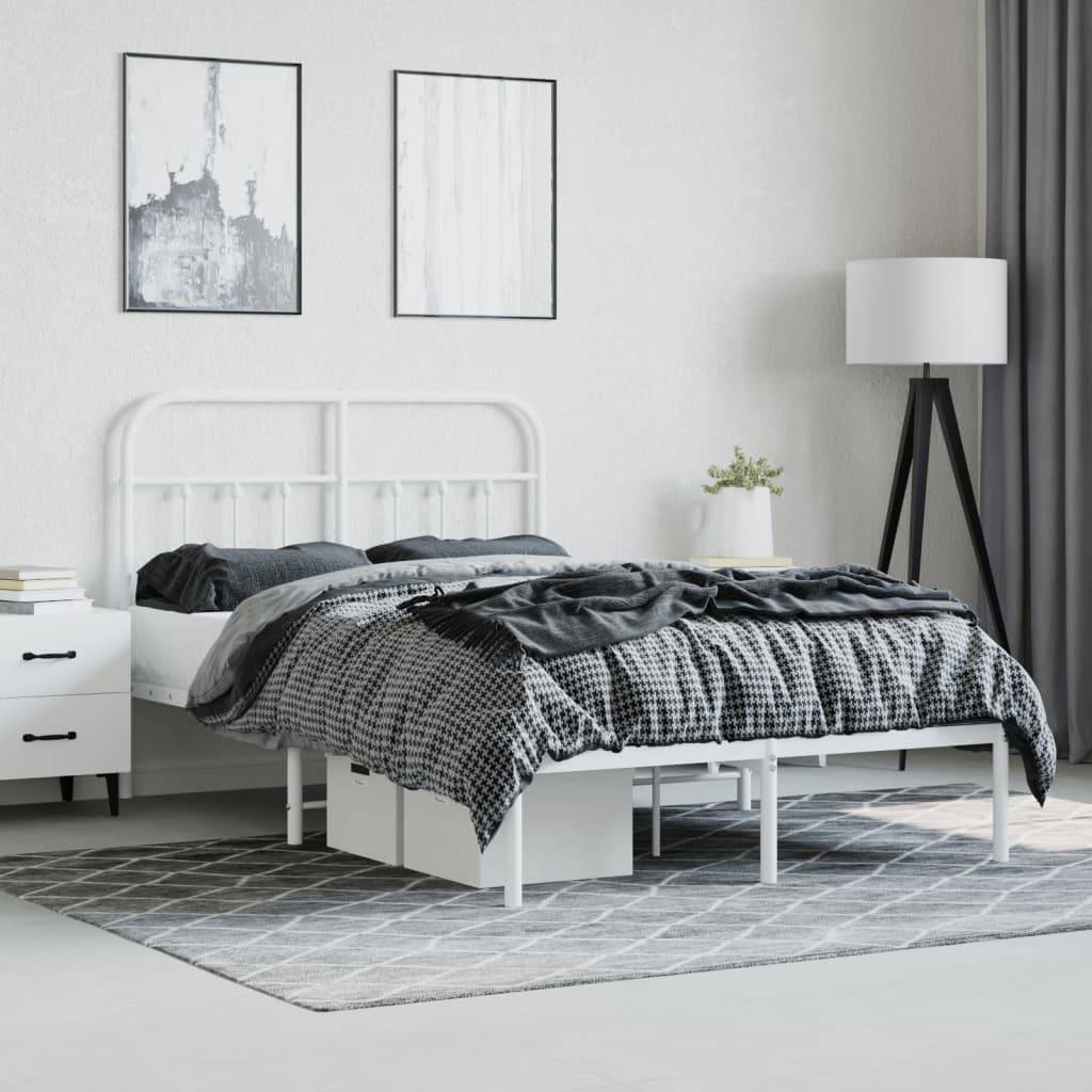 vidaXL Bettgestell mit Kopfteil Metall Weiß 120x190 cm