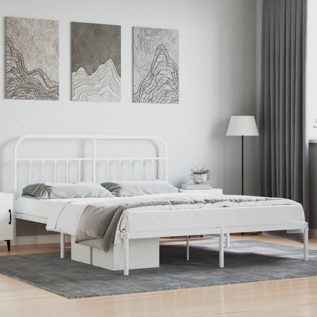 vidaXL Bettgestell mit Kopfteil Metall Weiß 180x200 cm
