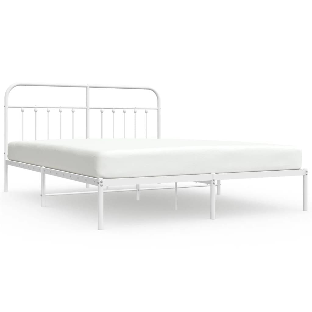 vidaXL Bettgestell mit Kopfteil Metall Weiß 180x200 cm