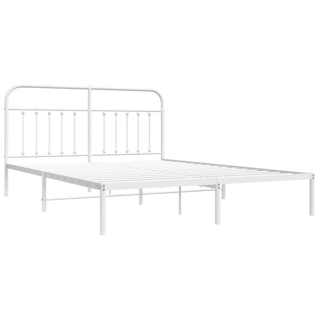 vidaXL Bettgestell mit Kopfteil Metall Weiß 180x200 cm