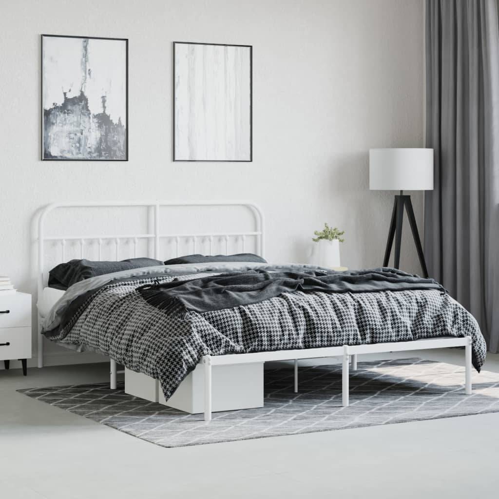 vidaXL Bettgestell mit Kopfteil Metall Weiß 180x200 cm