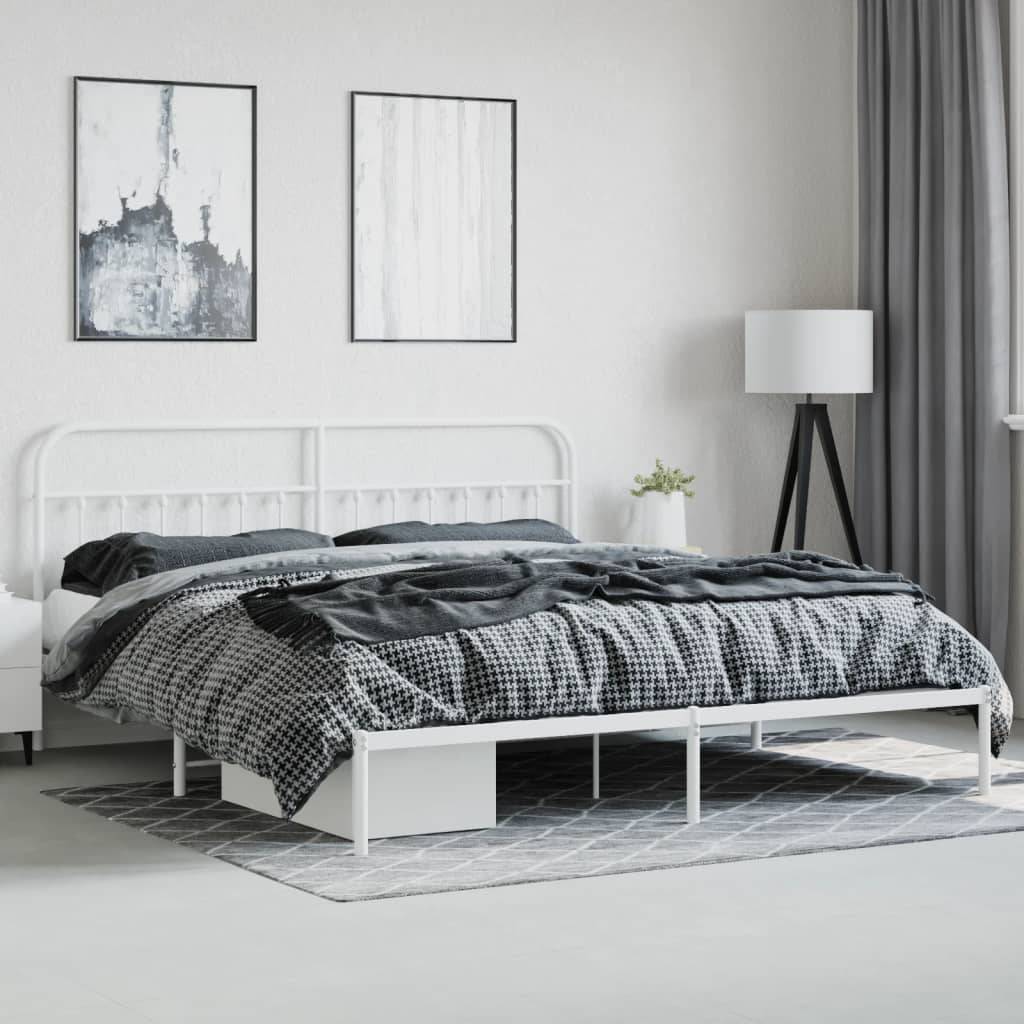 vidaXL Bettgestell mit Kopfteil Metall Weiß 200x200 cm
