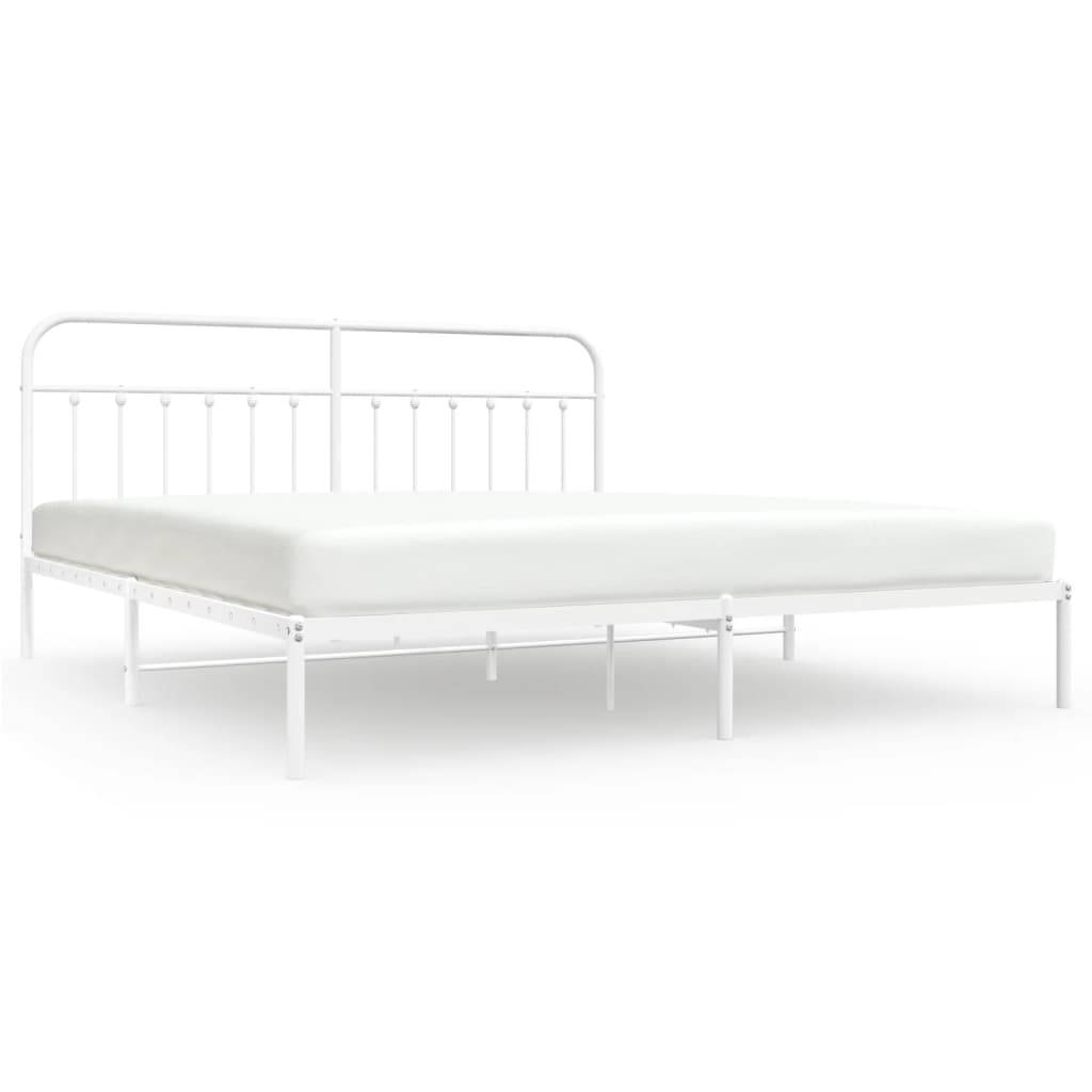 vidaXL Bettgestell mit Kopfteil Metall Weiß 200x200 cm