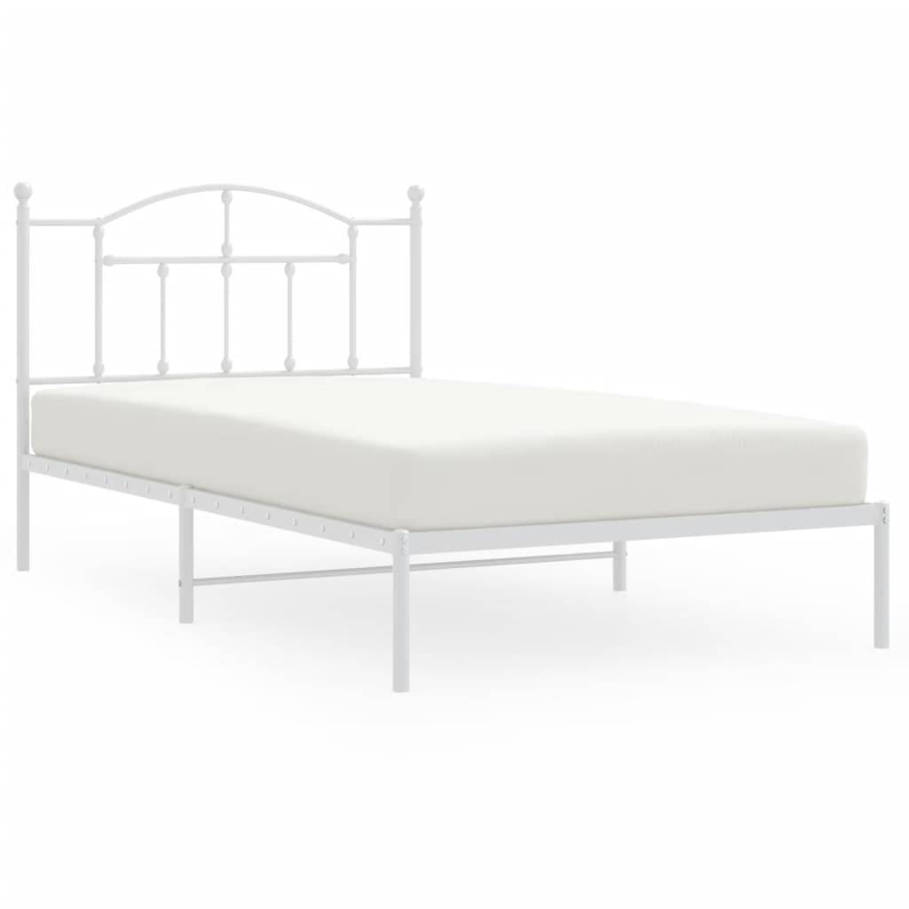 vidaXL Bettgestell mit Kopfteil Metall Weiß 107x203 cm