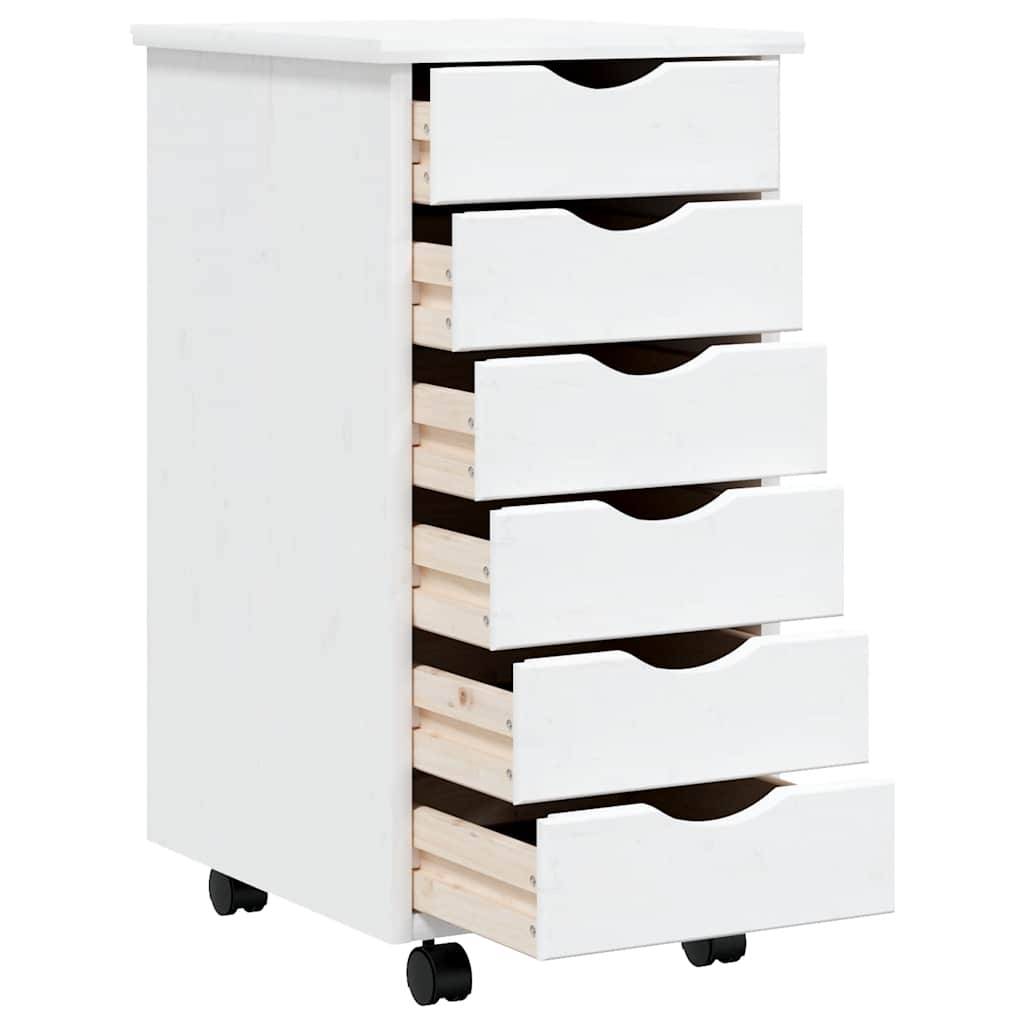 vidaXL Rollschrank mit Schubladen MOSS Weiß Massivholz Kiefer