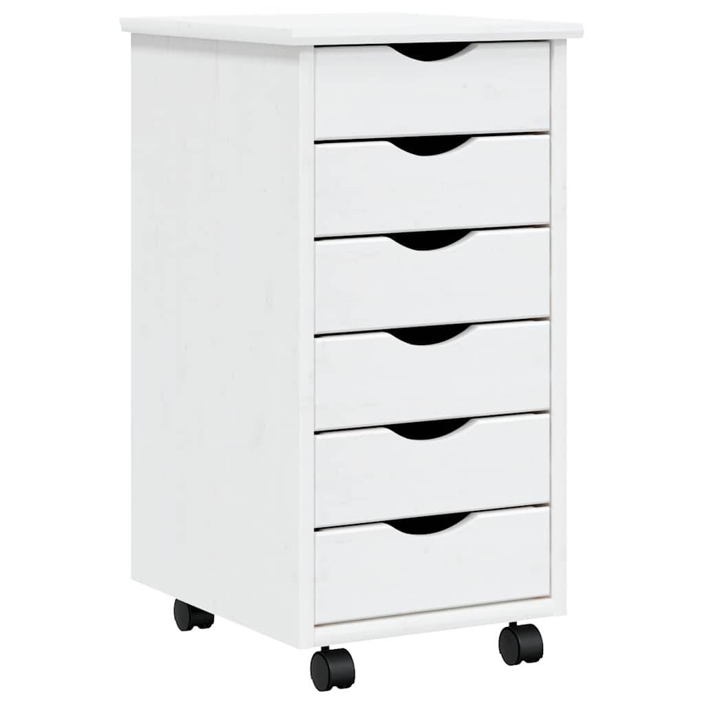 vidaXL Rollschrank mit Schubladen MOSS Weiß Massivholz Kiefer