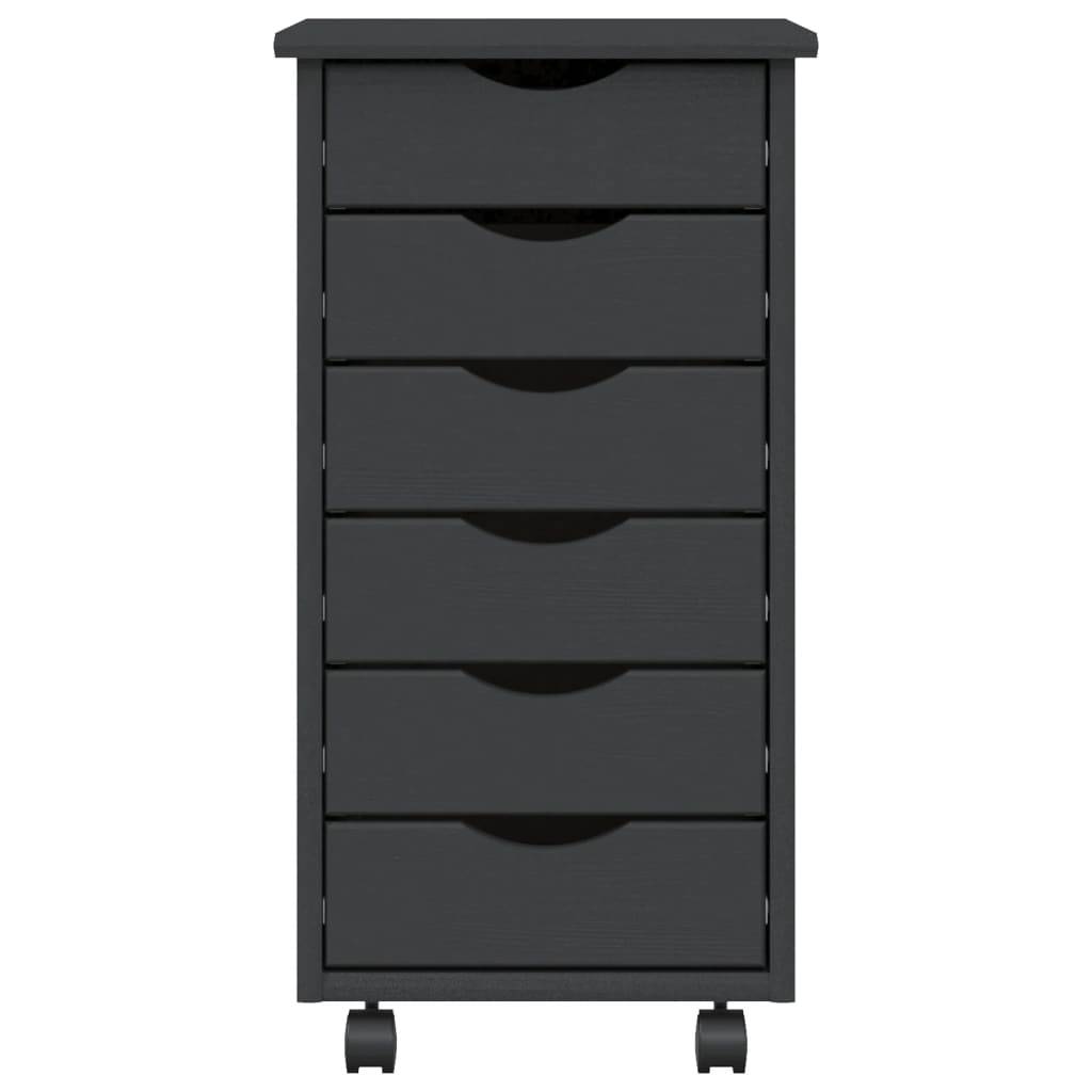 vidaXL Rollschrank mit Schubladen MOSS Grau Massivholz Kiefer