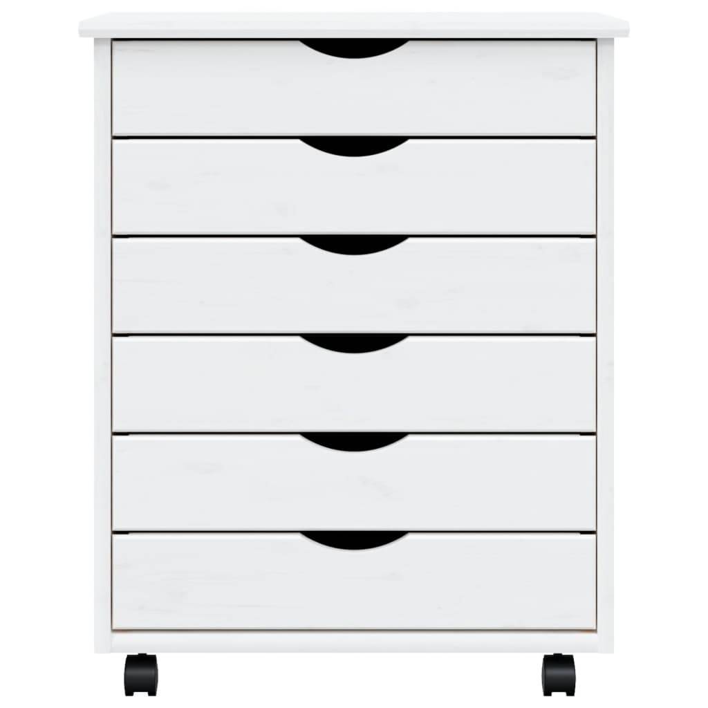 vidaXL Rollschrank mit Schubladen MOSS Weiß Massivholz Kiefer
