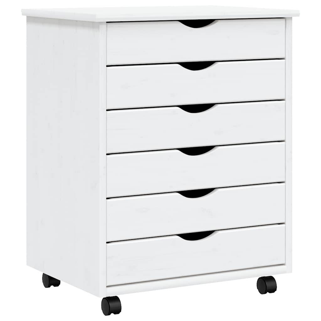 vidaXL Rollschrank mit Schubladen MOSS Weiß Massivholz Kiefer