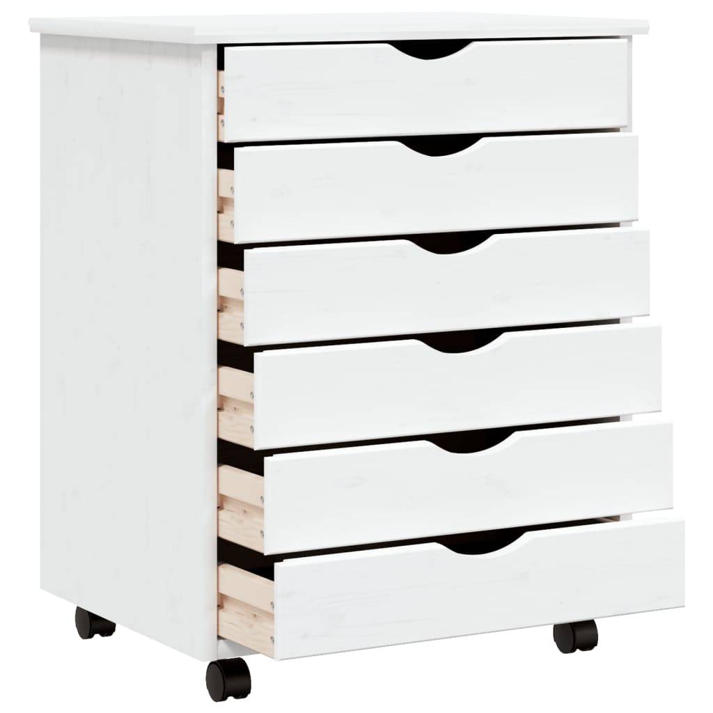 vidaXL Rollschrank mit Schubladen MOSS Weiß Massivholz Kiefer