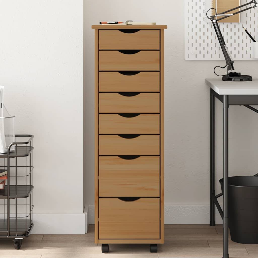 vidaXL Rollschrank mit Schubladen MOSS Honigbraun Massivholz Kiefer