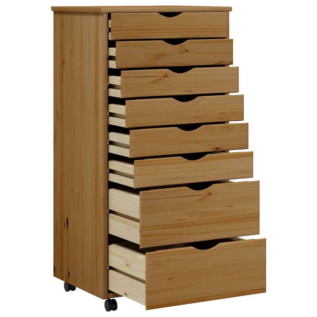 vidaXL Rollschrank mit Schubladen MOSS Honigbraun Massivholz Kiefer