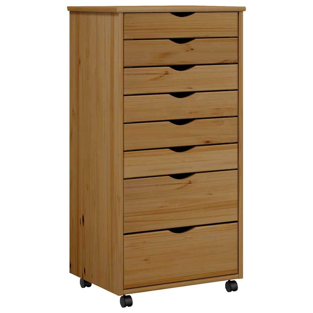 vidaXL Rollschrank mit Schubladen MOSS Honigbraun Massivholz Kiefer