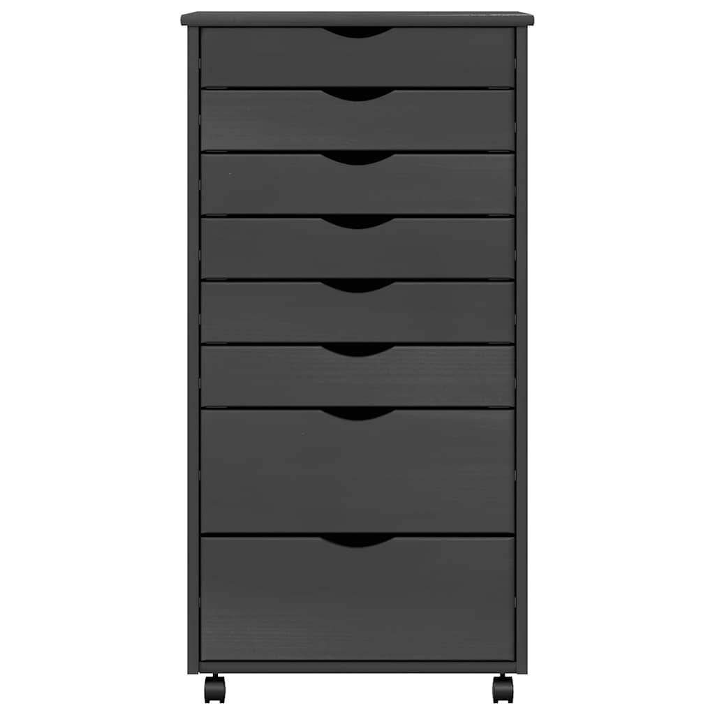 vidaXL Rollschrank mit Schubladen MOSS Grau Massivholz Kiefer
