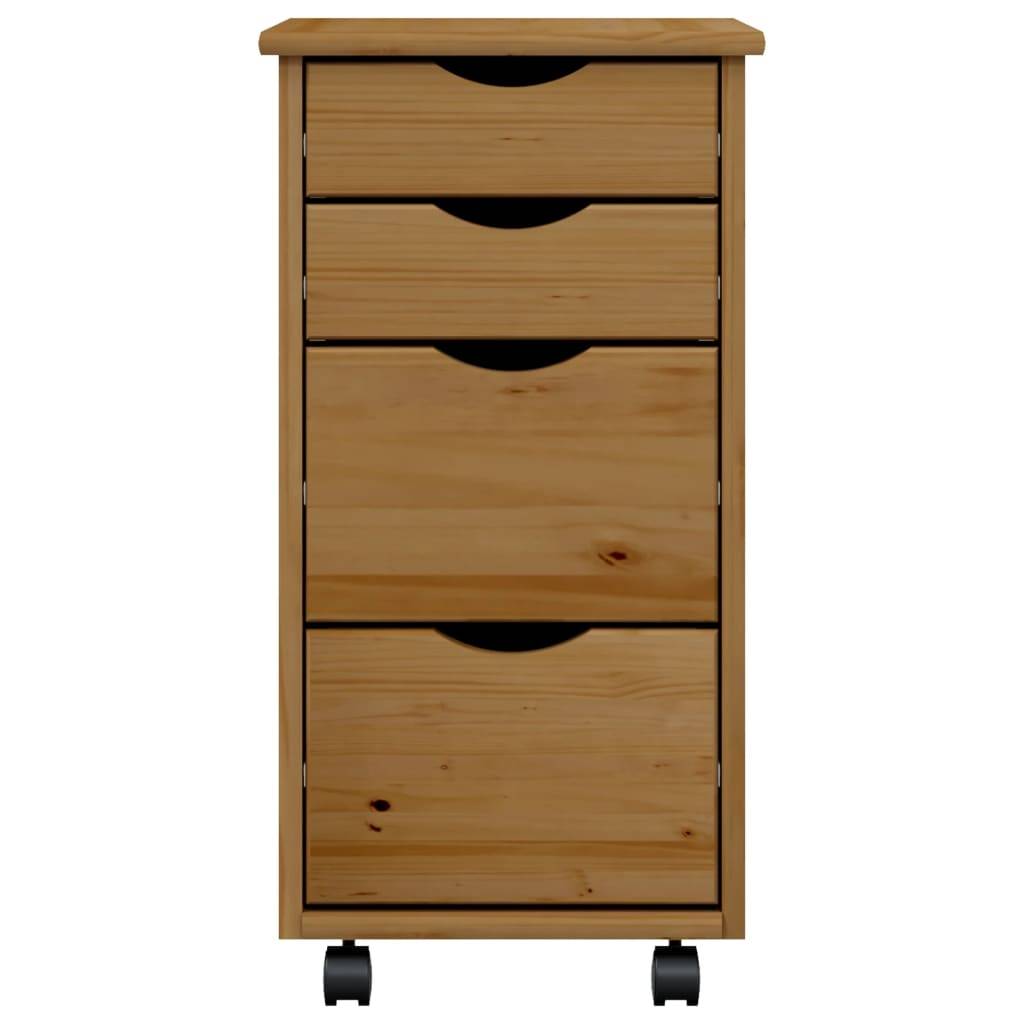 vidaXL Rollschrank mit Schubladen MOSS Honigbraun Massivholz Kiefer