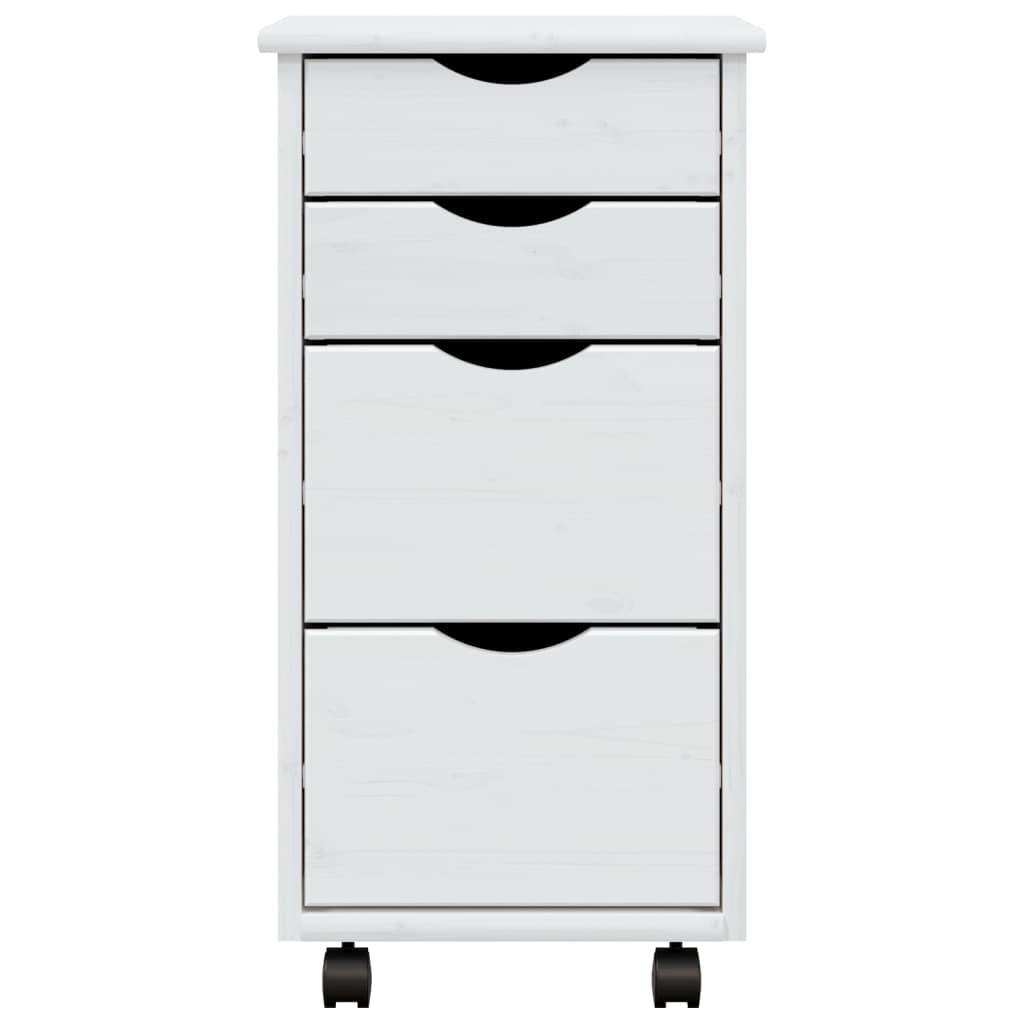 vidaXL Rollschrank mit Schubladen MOSS Weiß Massivholz Kiefer