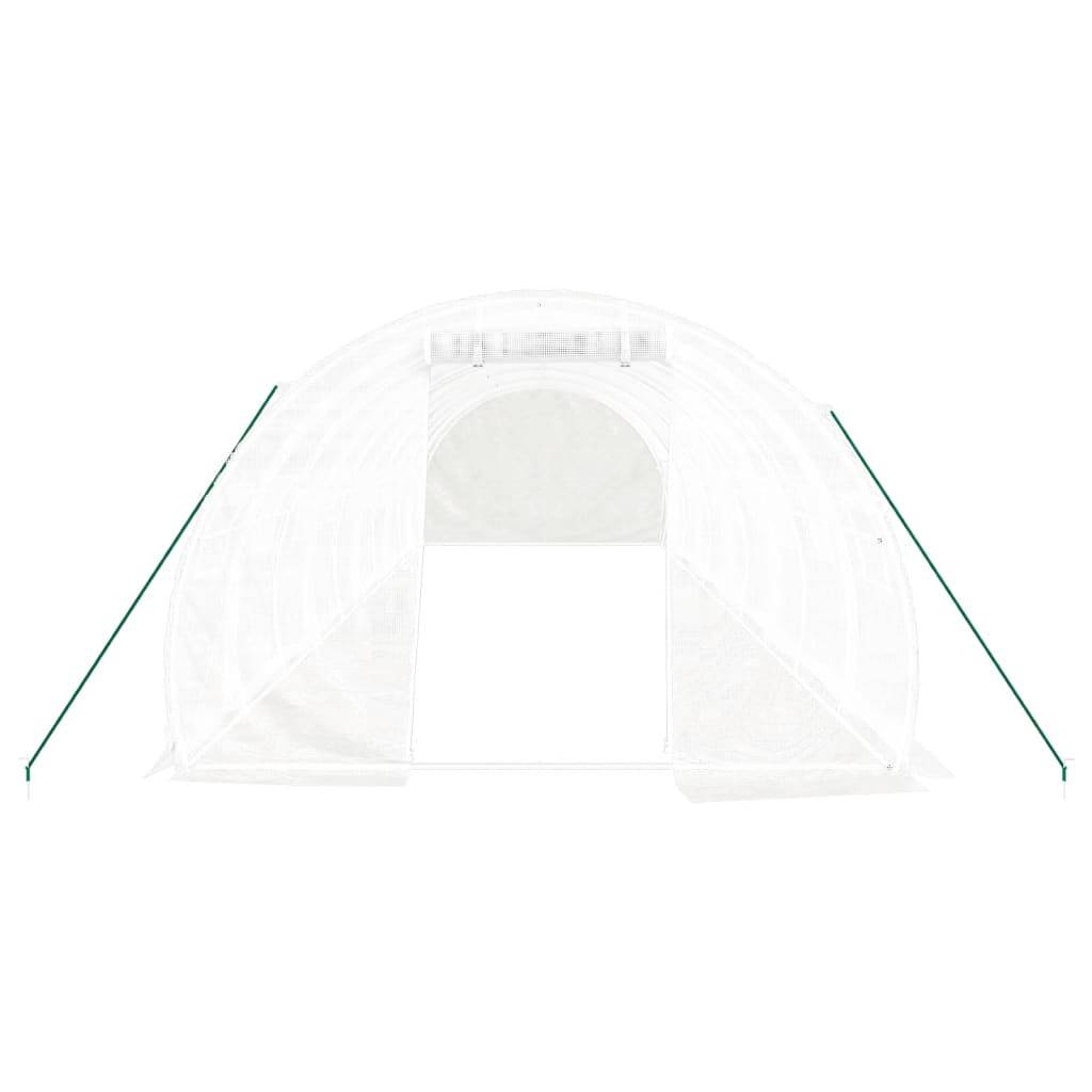 vidaXL Gewächshaus mit Stahlrahmen Weiß 30 m² 10x3x2 m