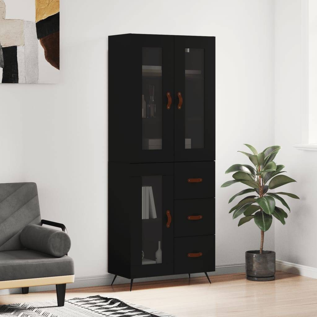 vidaXL Highboard Schwarz 69,5x34x180 cm Holzwerkstoff