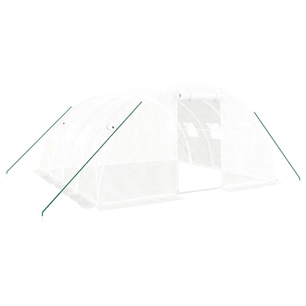 vidaXL Gewächshaus mit Stahlrahmen Weiß 16 m² 4x4x2 m