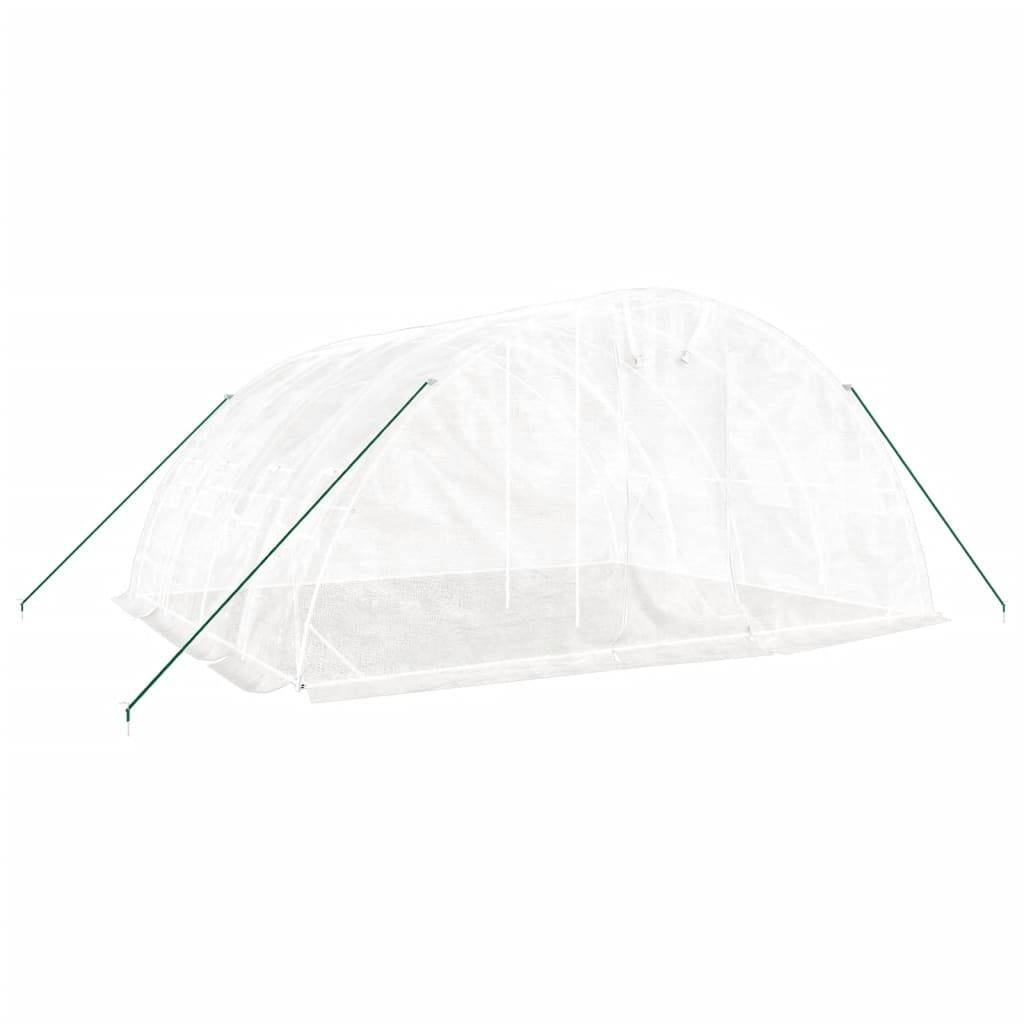 vidaXL Gewächshaus mit Stahlrahmen Weiß 20 m² 5x4x2,3 m