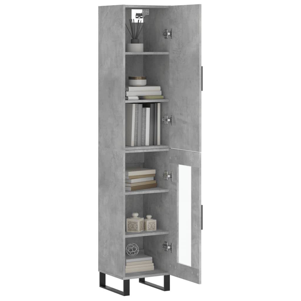 vidaXL Highboard Betongrau 34,5x34x180 cm Holzwerkstoff