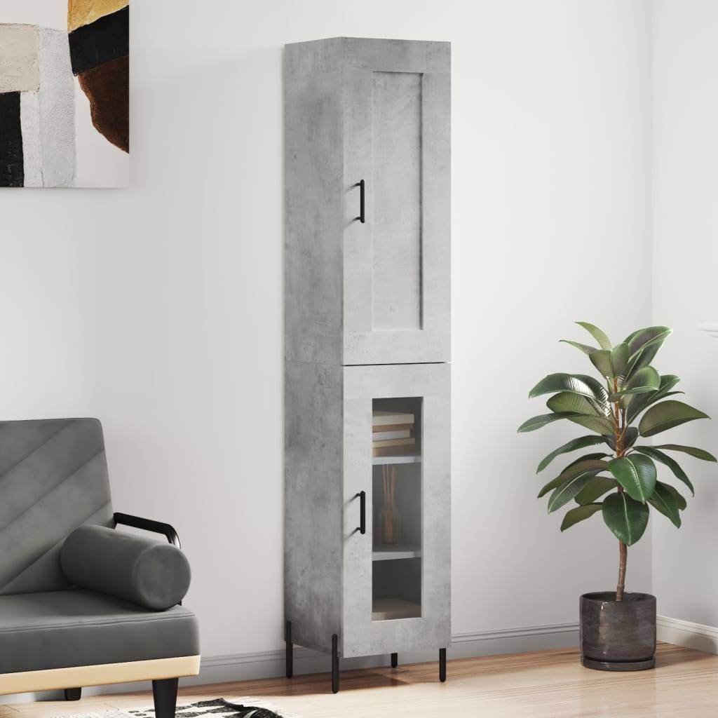 vidaXL Highboard Betongrau 34,5x34x180 cm Holzwerkstoff