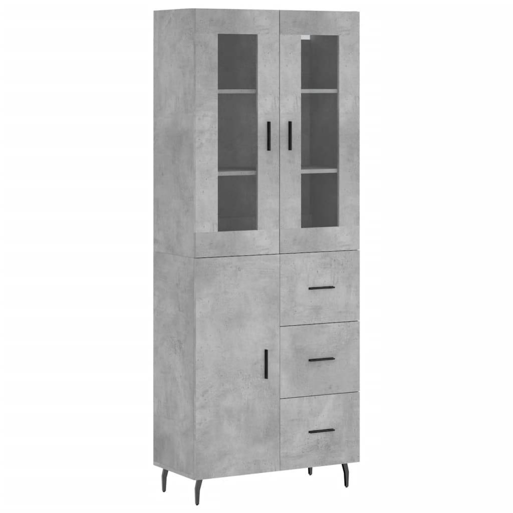 vidaXL Highboard Betongrau 69,5x34x180 cm Holzwerkstoff