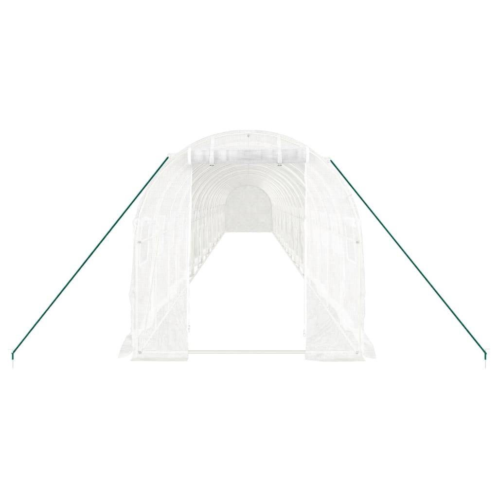 vidaXL Gewächshaus mit Stahlrahmen Weiß 36 m² 18x2x2 m