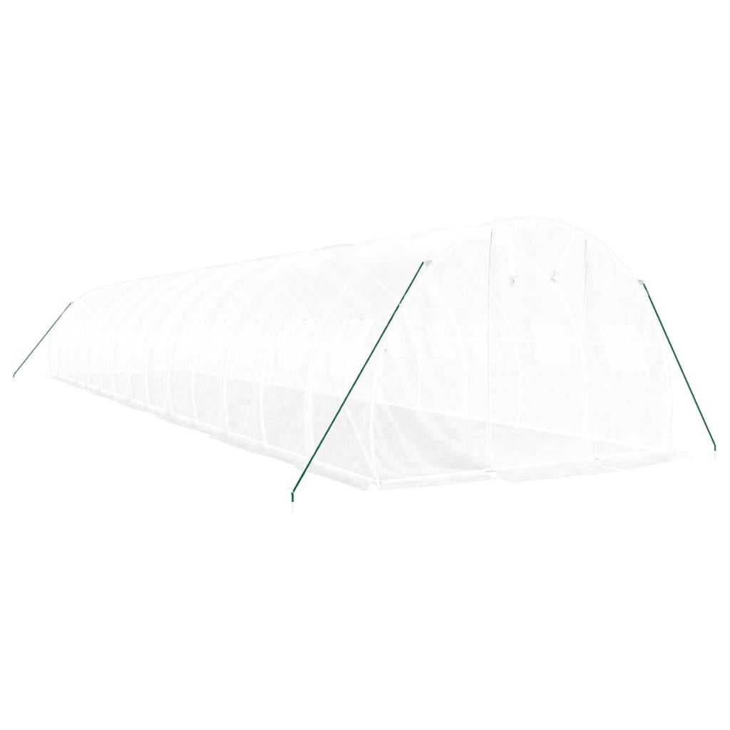vidaXL Gewächshaus mit Stahlrahmen Weiß 42 m² 14x3x2 m
