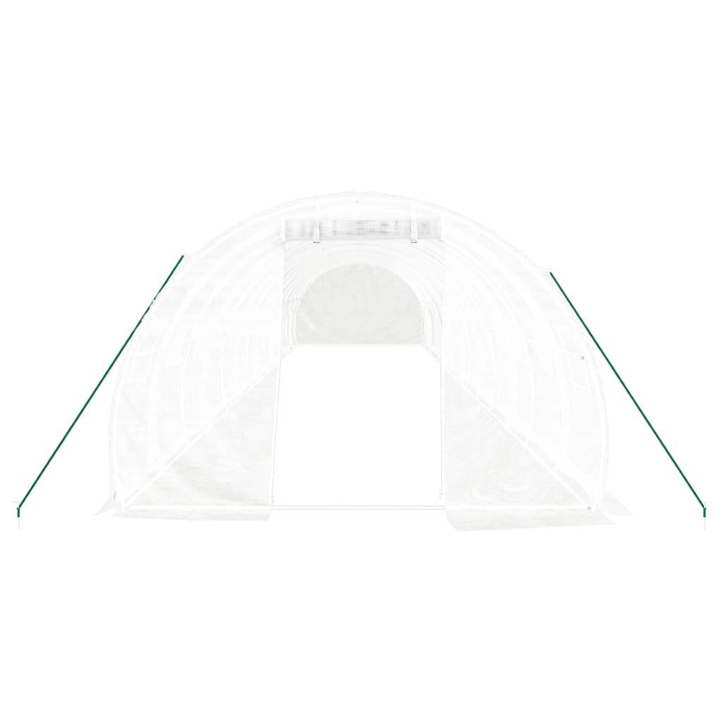 vidaXL Gewächshaus mit Stahlrahmen Weiß 42 m² 14x3x2 m