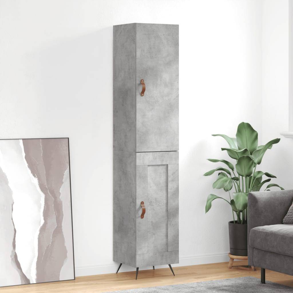 vidaXL Highboard Betongrau 34,5x34x180 cm Holzwerkstoff