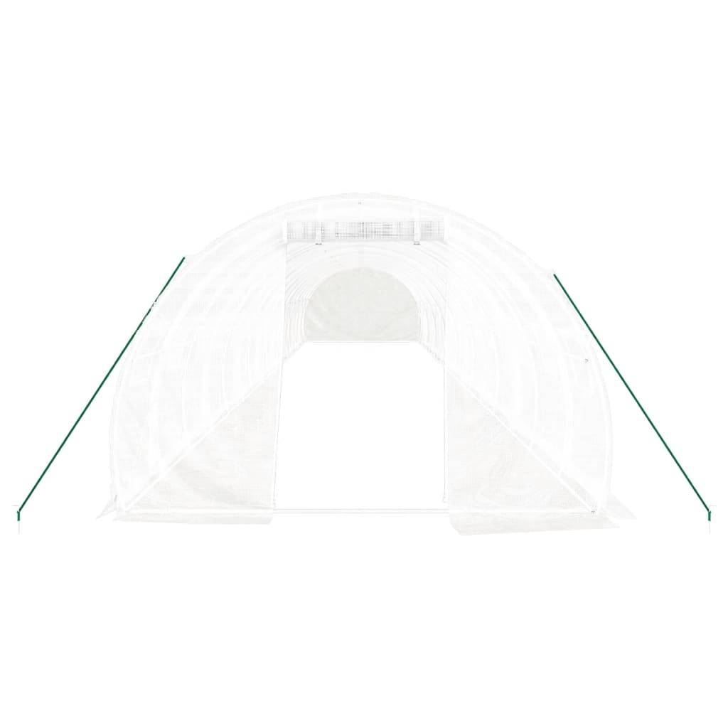 vidaXL Gewächshaus mit Stahlrahmen Weiß 48 m² 16x3x2 m