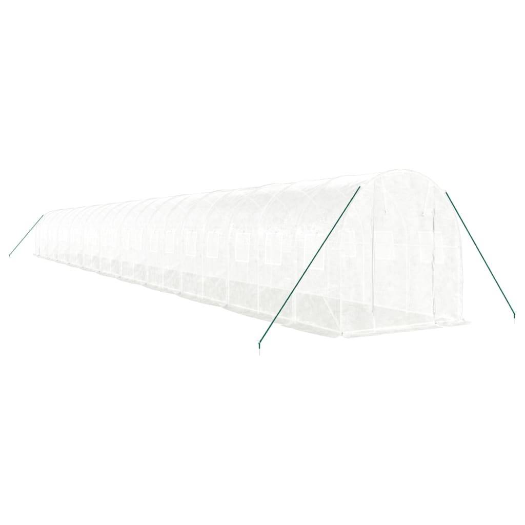 vidaXL Gewächshaus mit Stahlrahmen Weiß 44 m² 22x2x2 m