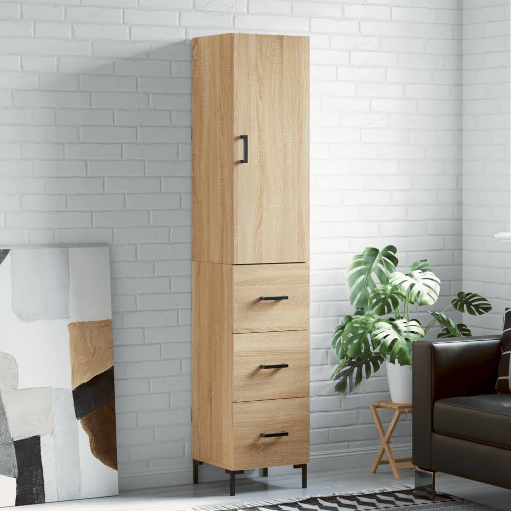 vidaXL Highboard Sonoma-Eiche 34,5x34x180 cm Holzwerkstoff