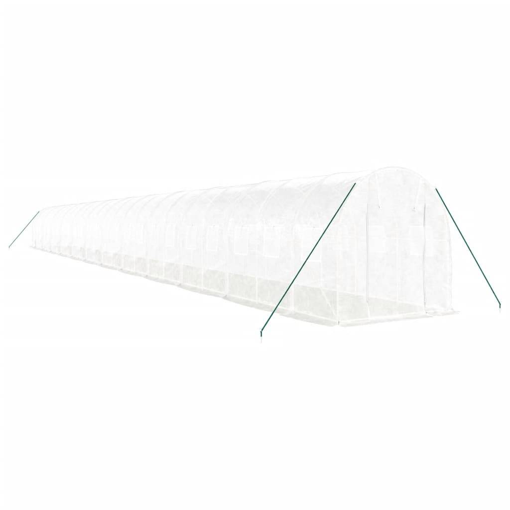 vidaXL Gewächshaus mit Stahlrahmen Weiß 48 m² 24x2x2 m
