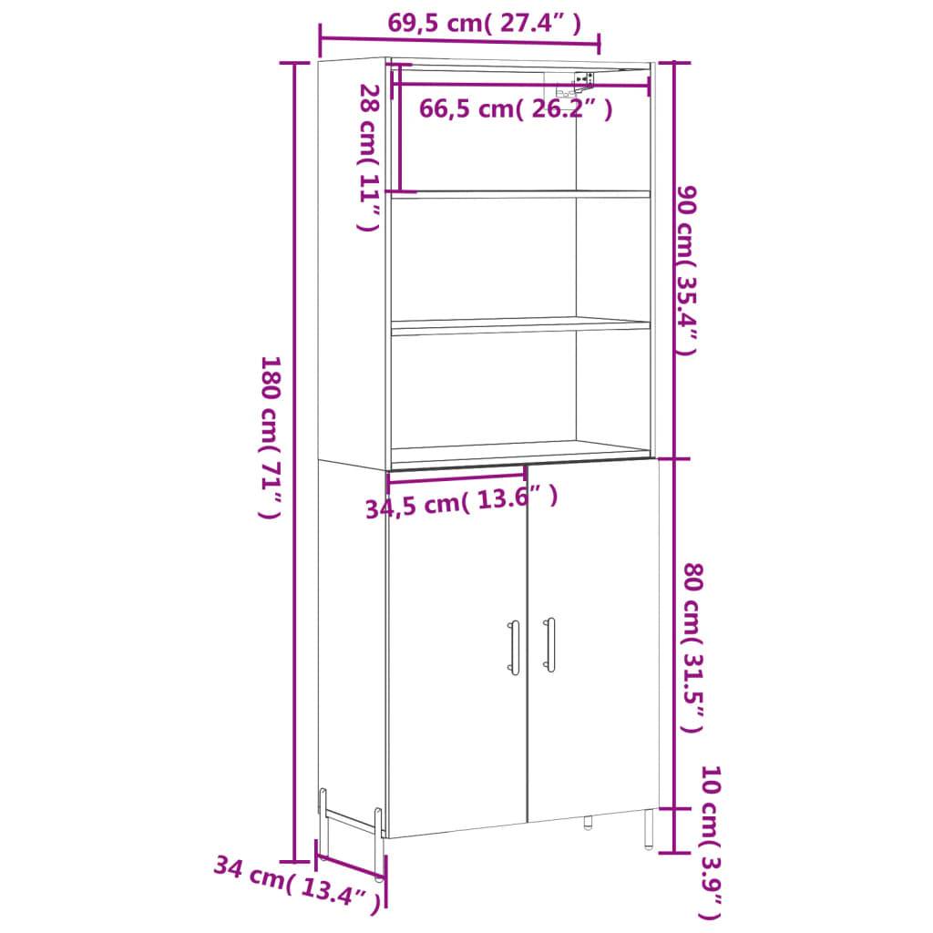 vidaXL Highboard Sonoma-Eiche 69,5x34x180 cm Holzwerkstoff
