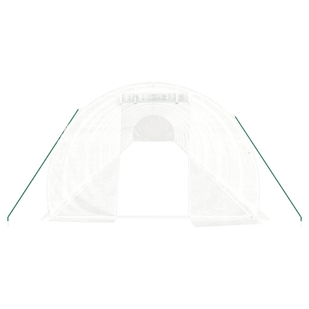 vidaXL Gewächshaus mit Stahlrahmen Weiß 60 m² 20x3x2 m