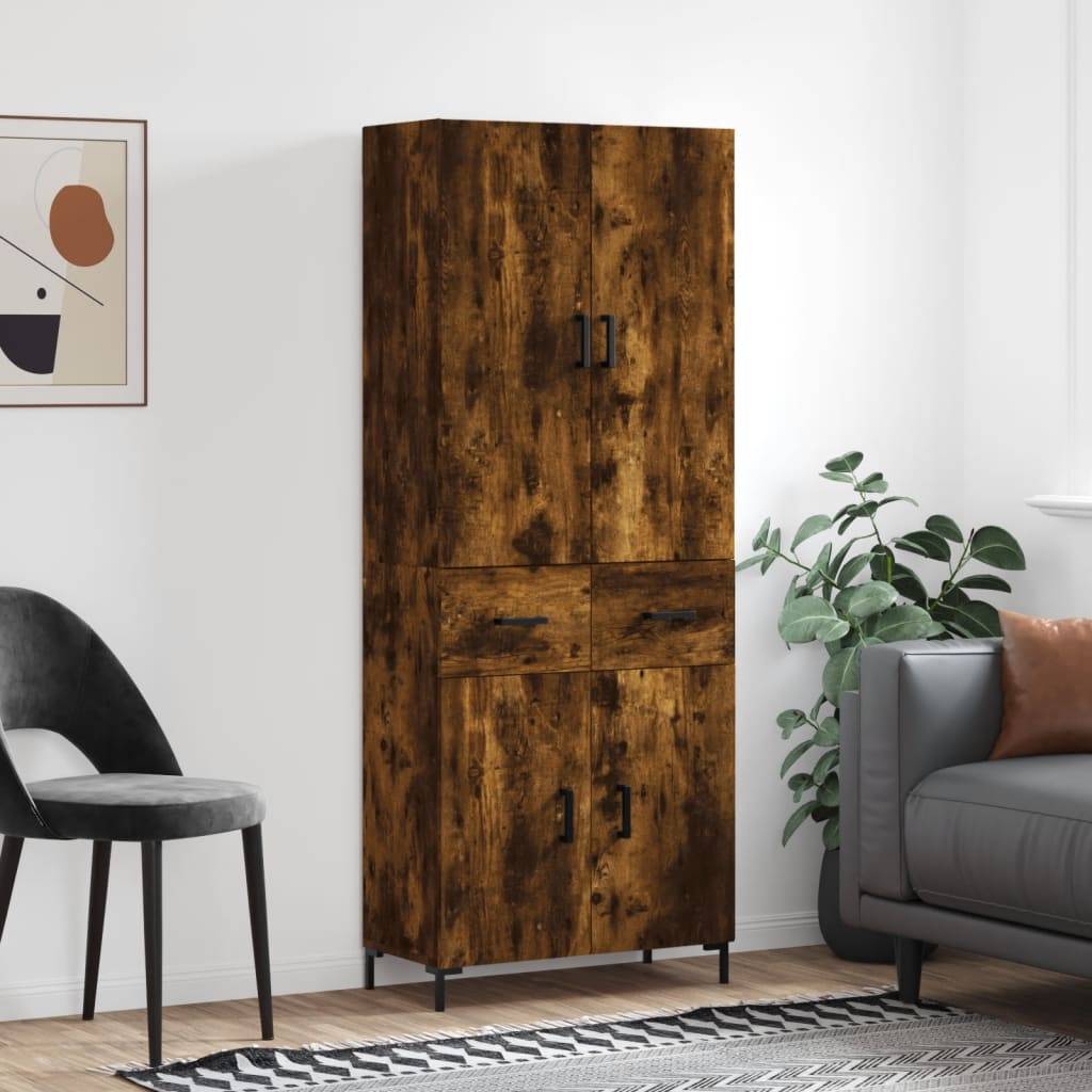 vidaXL Highboard Räuchereiche 69,5x34x180 cm Holzwerkstoff