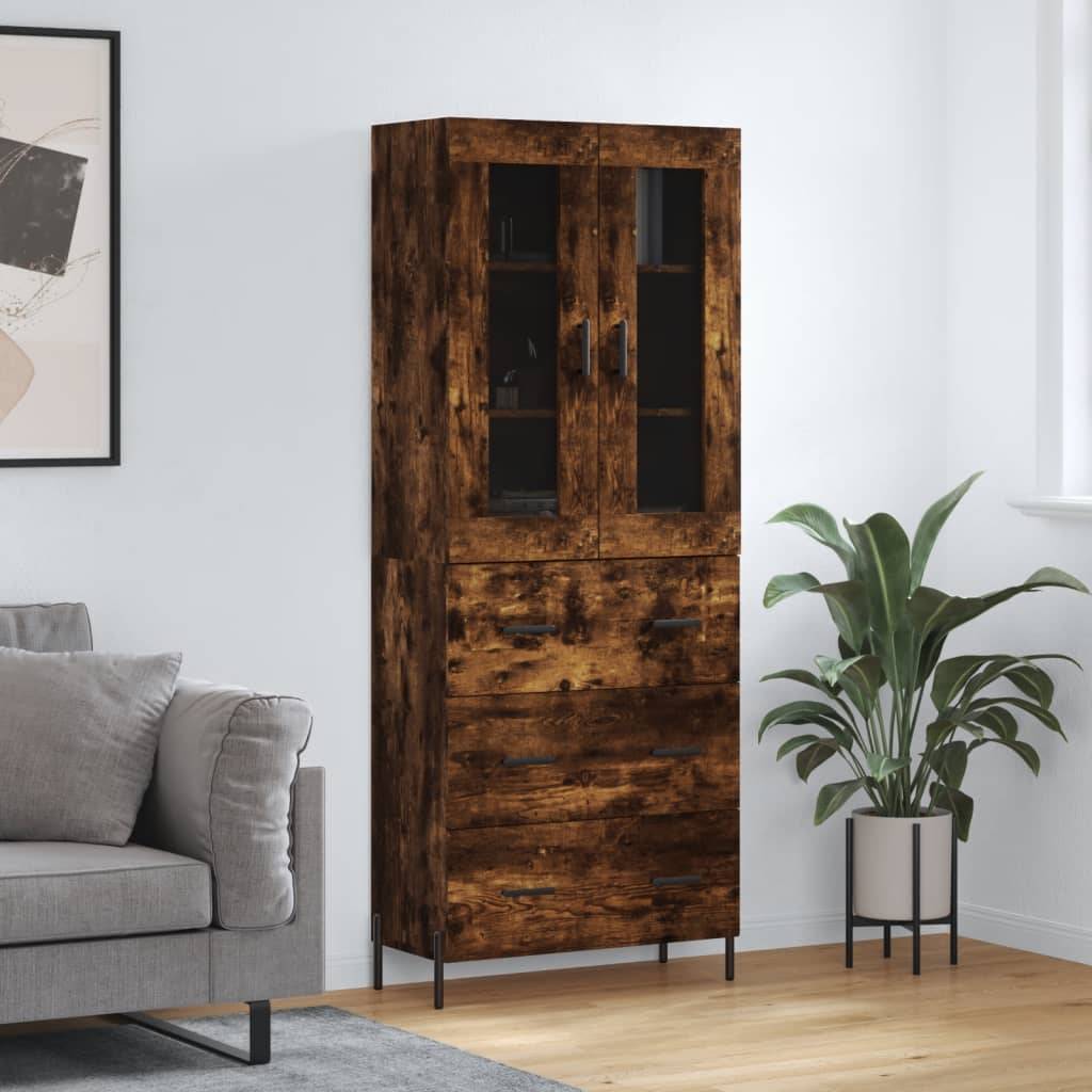 vidaXL Highboard Räuchereiche 69,5x34x180 cm Holzwerkstoff