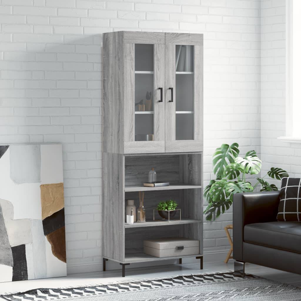 vidaXL Highboard Grau Sonoma 69,5x34x180 cm Holzwerkstoff