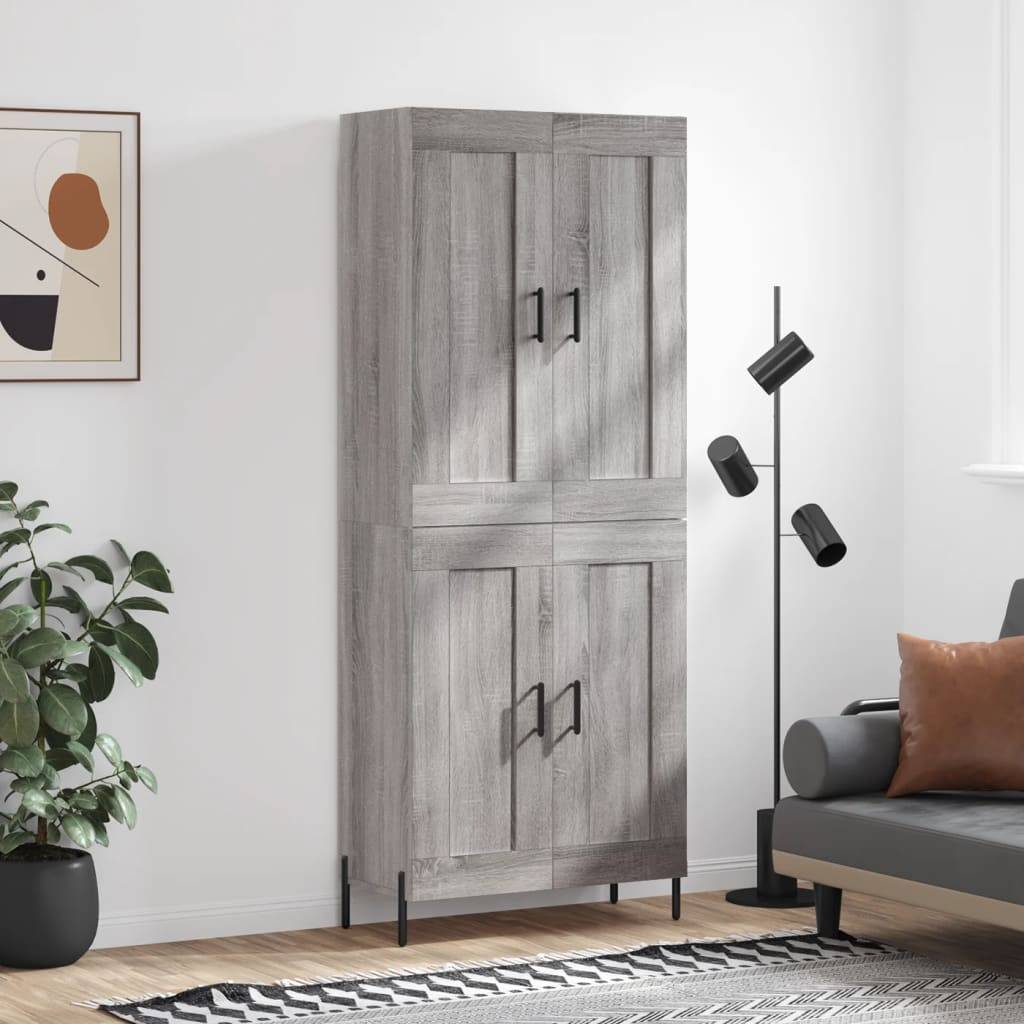 vidaXL Highboard Grau Sonoma 69,5x34x180 cm Holzwerkstoff