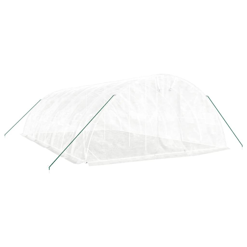 vidaXL Gewächshaus mit Stahlrahmen Weiß 40 m² 8x5x2,3 m