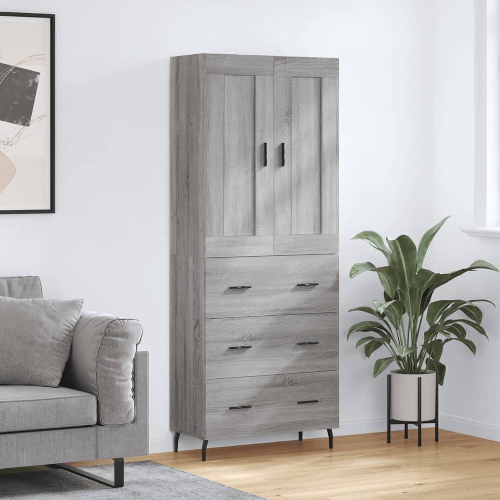 vidaXL Highboard Grau Sonoma 69,5x34x180 cm Holzwerkstoff